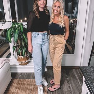 Topshop Paperbag Waist Drawstring Cuffed Pants